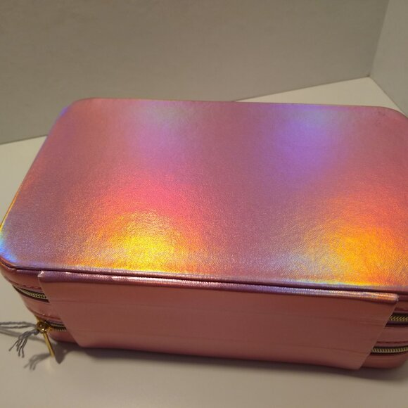 A New day Large Layer Case Organizer Jewelry Box Pink Iridescent NWT - Picture 5 of 6